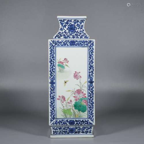 Blue and white pastel square bottle