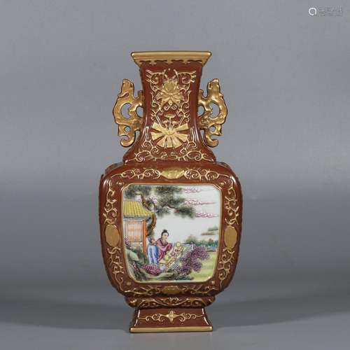 Purple Gold Glazed Gold Pastel Character Amphora