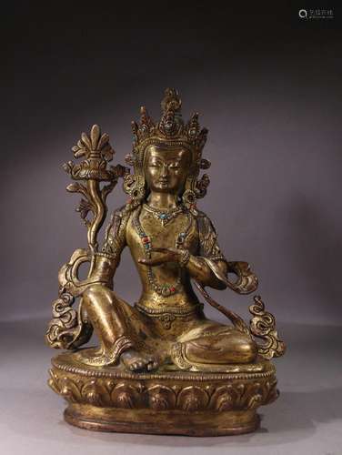 Old Tibetan gilt bronze statue of Guanyin