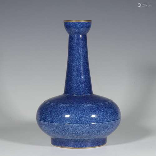 Sprinkled blue glaze painted gold vase