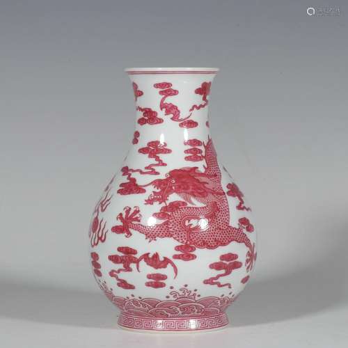 Enamel red glaze cloud dragon bottle