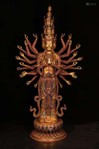 Gilt and gem-set Thousand-hand Buddha