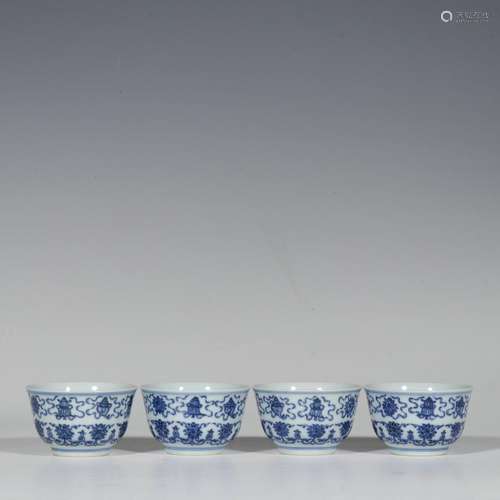 Blue and white lotus eight-treasure cup