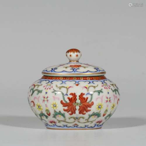 Enamel tinted lotus flower lid jar