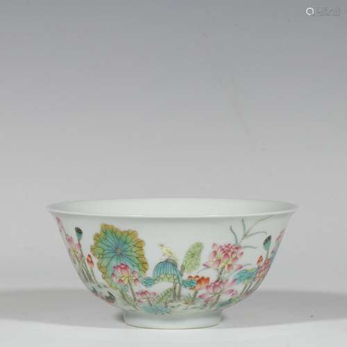 Pastel lotus and mandarin duck bowl