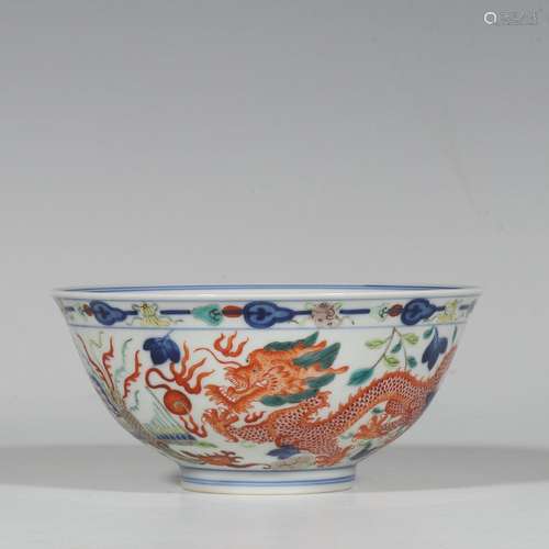 Pastel Alum Red Floral Dragon Bowl