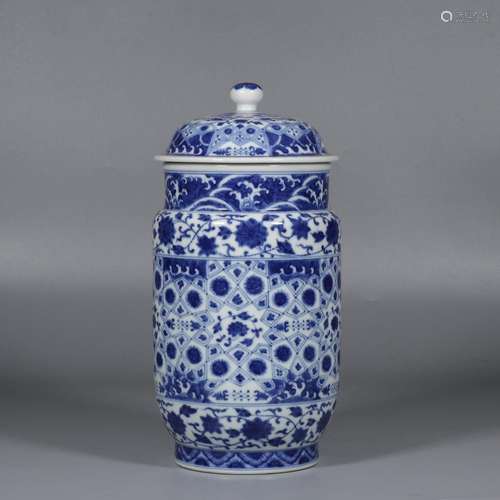 blue and white jar