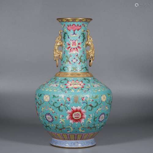 Enamel lotus flower amphora