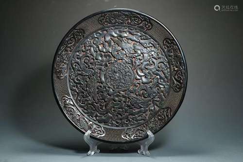 Tick black curly cloud dragon pattern study incense plate