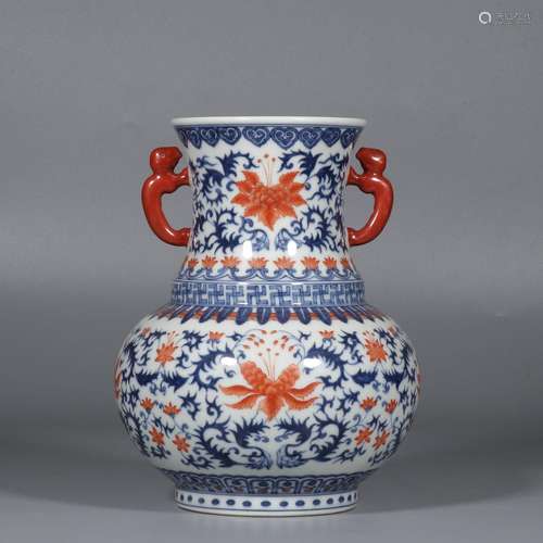 Blue and white alum red amphora