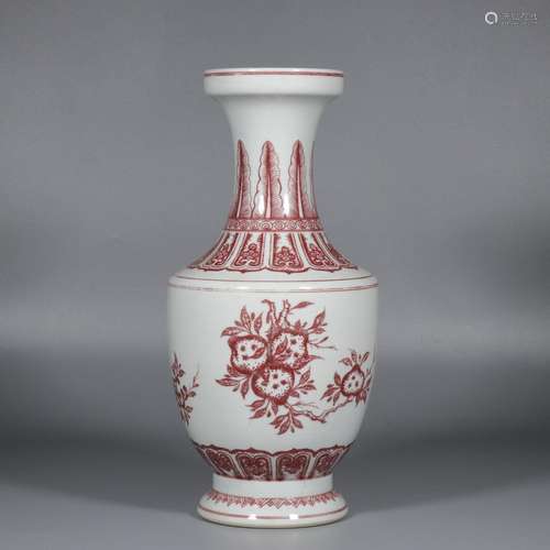 Underglaze red branch flower plate bottle