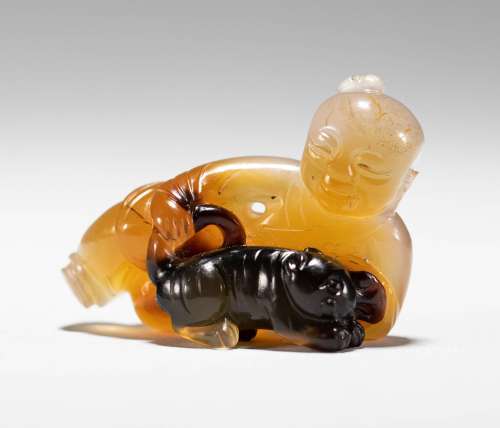 Agate carving boy in Qing Dynasty