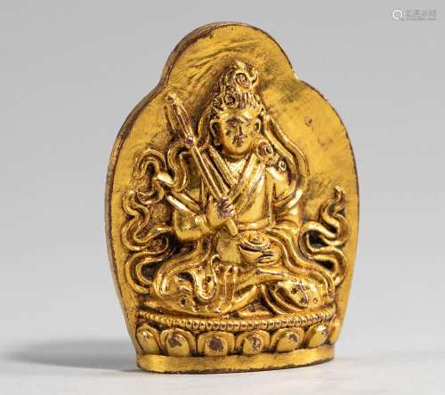 Bronze gilded Buddha plate of Ming Dynasty