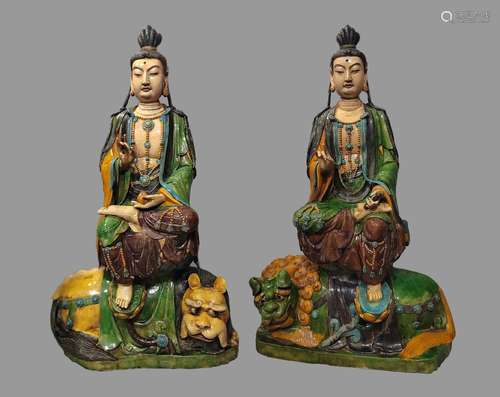 Three color Guanyin statue