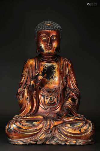 Wood carved lacquer gold Buddha statues of the Ming Dynasty