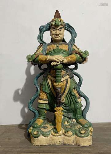 Three color glazed statue of the king of heaven in the Ming ...