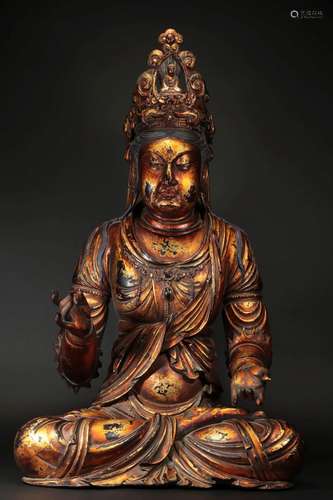 Wood carved lacquer gold Buddha statues of the Ming Dynasty