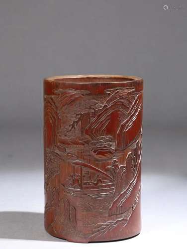 Bamboo carving pen holder in Qing Dynasty