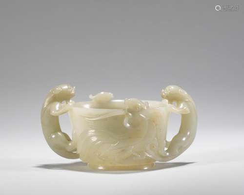 White jade dragon cup of Qing Dynasty