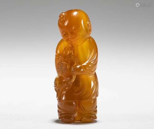 Agate carving boy in Qing Dynasty