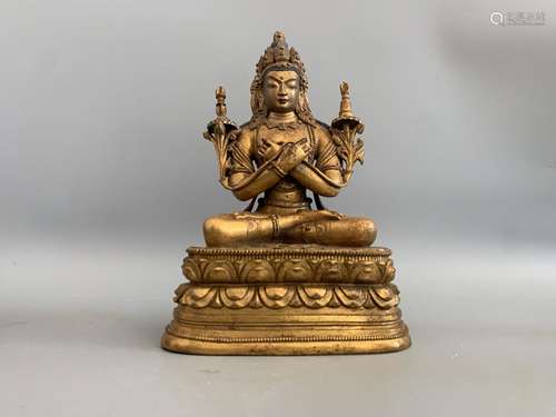 Bronze gilded Bodhisattva statue of Ming Dynasty