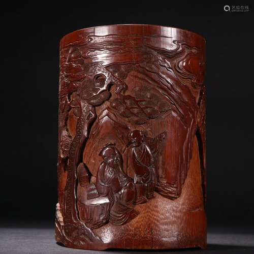 Bamboo carving pen holder in Qing Dynasty