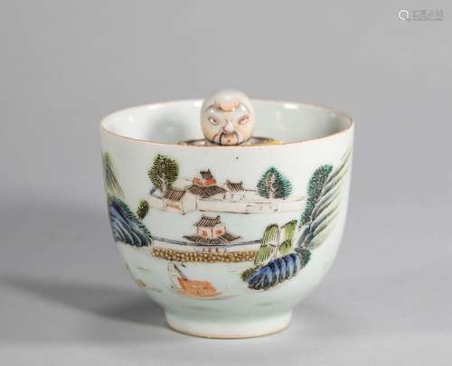 Qing Dynasty pastel justice cup