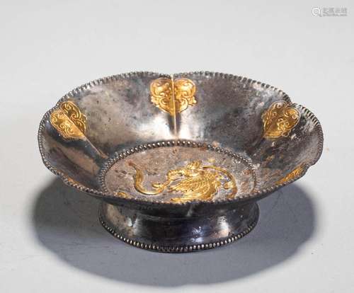 Silver gilded Kui mouth bowl