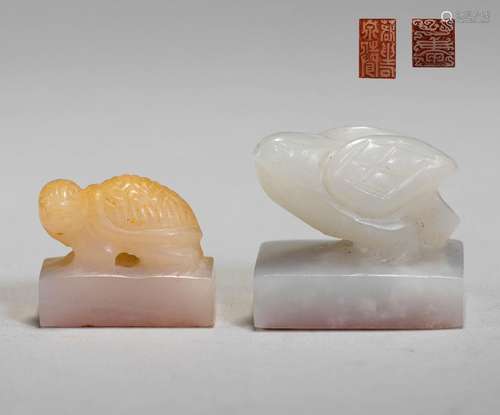 White jade seal of Qing Dynasty