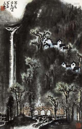 李可染(1907-1989) 松桥观瀑