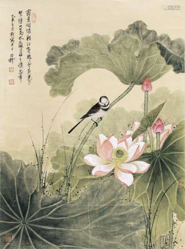 谢稚柳(1910-1997) 荷塘鹡鸰