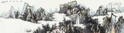 何加林(b.1961)溪山闻瀑图