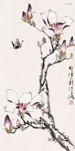 王雪涛 (1903-1982) 玉兰蝴蝶