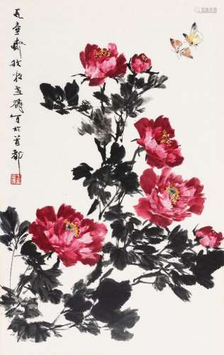 王雪涛 (1903-1982) 蝴蝶牡丹