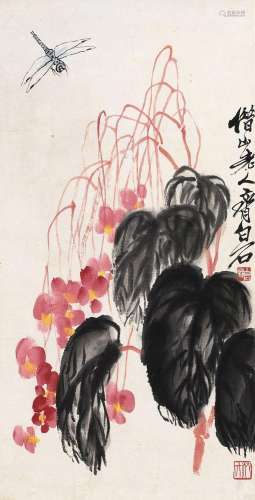 齐白石 (1864-1957) 海棠蜻蜓