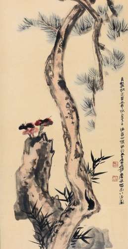 张大千 (1899-1983) 瑞芝松竹