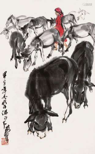 黄 胄 (1925-1997) 饲驴图