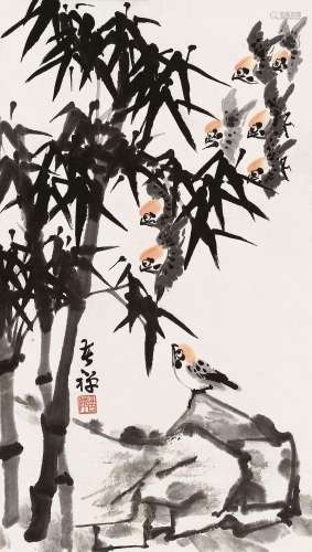 李苦禅 (1899-1983) 竹雀图
