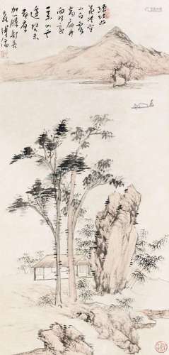 溥 儒 (1896-1963) 拟倪瓒秋水扁舟图