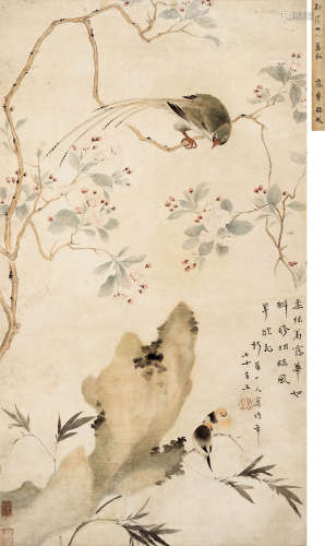 华嵒（1682-1756） 修羽临风 立轴 设色纸本 