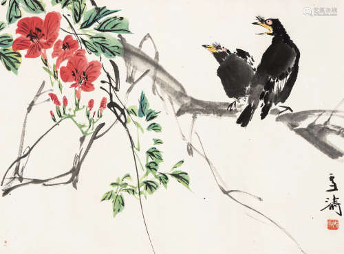 王雪涛（1903-1982） 鸣春 立轴 设色纸本 