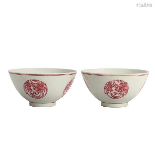 A PAIR OF A PUCE-ENAMELLED BOWLS WITH MARK OF GUANGXU