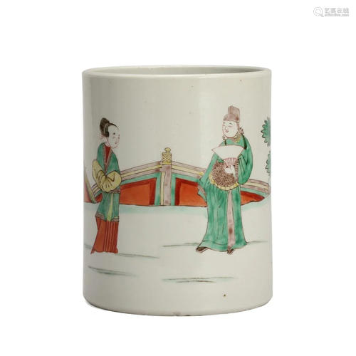 A WUCAI 'FIGURES' BRUSHPOT