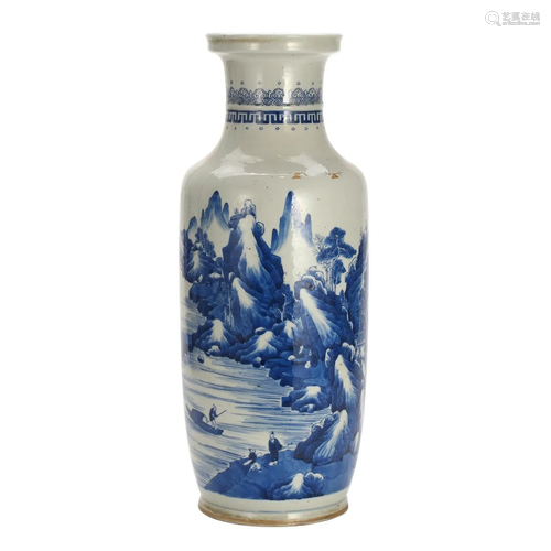 A BLUE AND WHITE 'LANDSCAPES' VASE