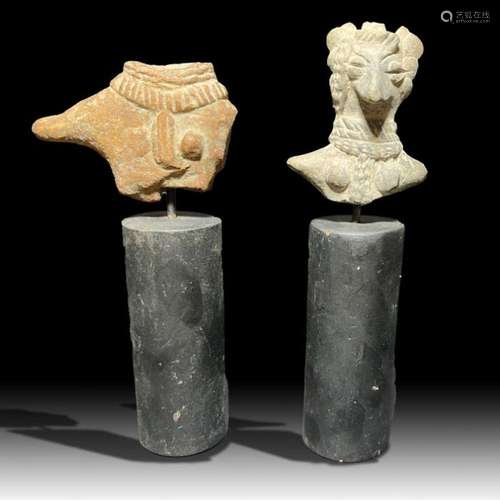 TWO INDUS VALLEY HARAPPA TERRACOTTA FIGURES CIRCA 3RD MILLEN...