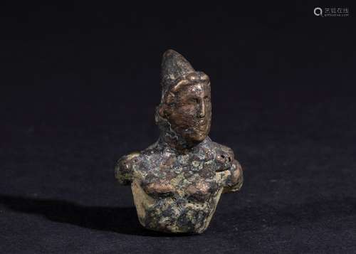 A COPPER BUST OF A WESTERN ANATOLIAN RULER, PROBALY ROMAN PE...