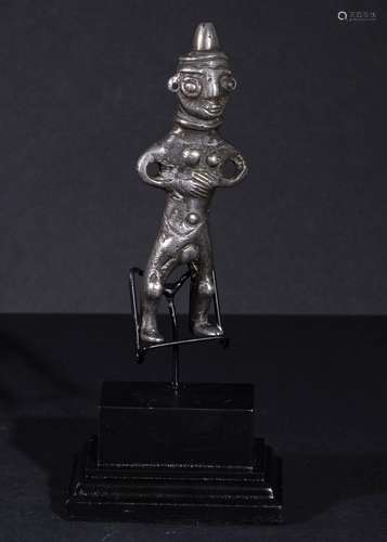 A SOLID SILVER EROTIC FIGURE IMITATING A FERTILITY GODDESS I...