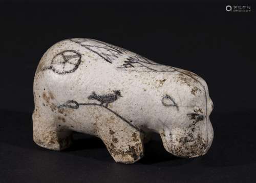 AN EGYPTIAN WHITE GLAZED HIPPOPOTAMUS, NEW KINGDOM PERIOD 14...