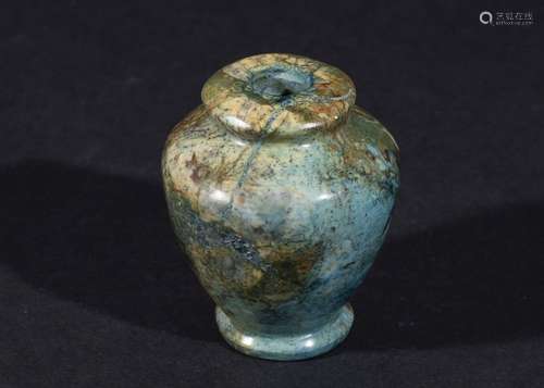 AN EGYPTIAN TURQUOISE COSMETIC STONE JAR, NEW KINGDOM PERIOD...