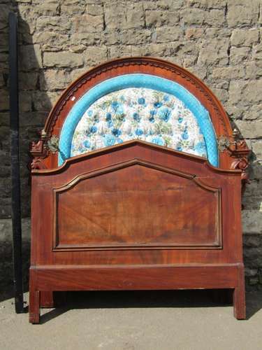 A Victorian mahogany single bedstead, the arched panelled he...